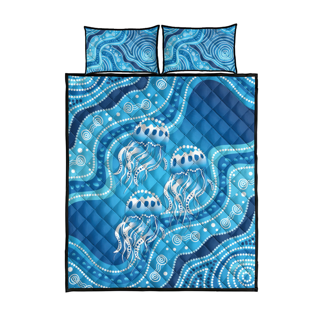 Aboriginal Ocean Jellyfish Quilt Bed Set Dot Art Dreamtime Style