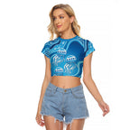 Aboriginal Ocean Jellyfish Raglan Cropped T Shirt Dot Art Dreamtime Style