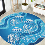 Aboriginal Ocean Jellyfish Round Carpet Dot Art Dreamtime Style