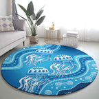 Aboriginal Ocean Jellyfish Round Carpet Dot Art Dreamtime Style