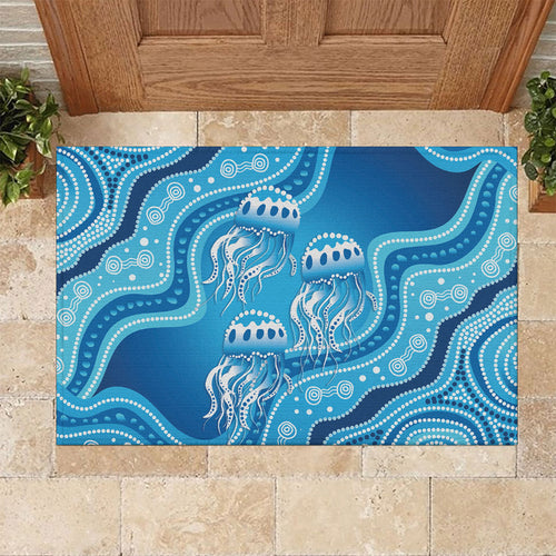 Aboriginal Ocean Jellyfish Rubber Doormat Dot Art Dreamtime Style