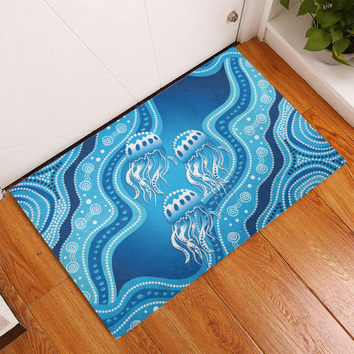 Aboriginal Ocean Jellyfish Rubber Doormat Dot Art Dreamtime Style