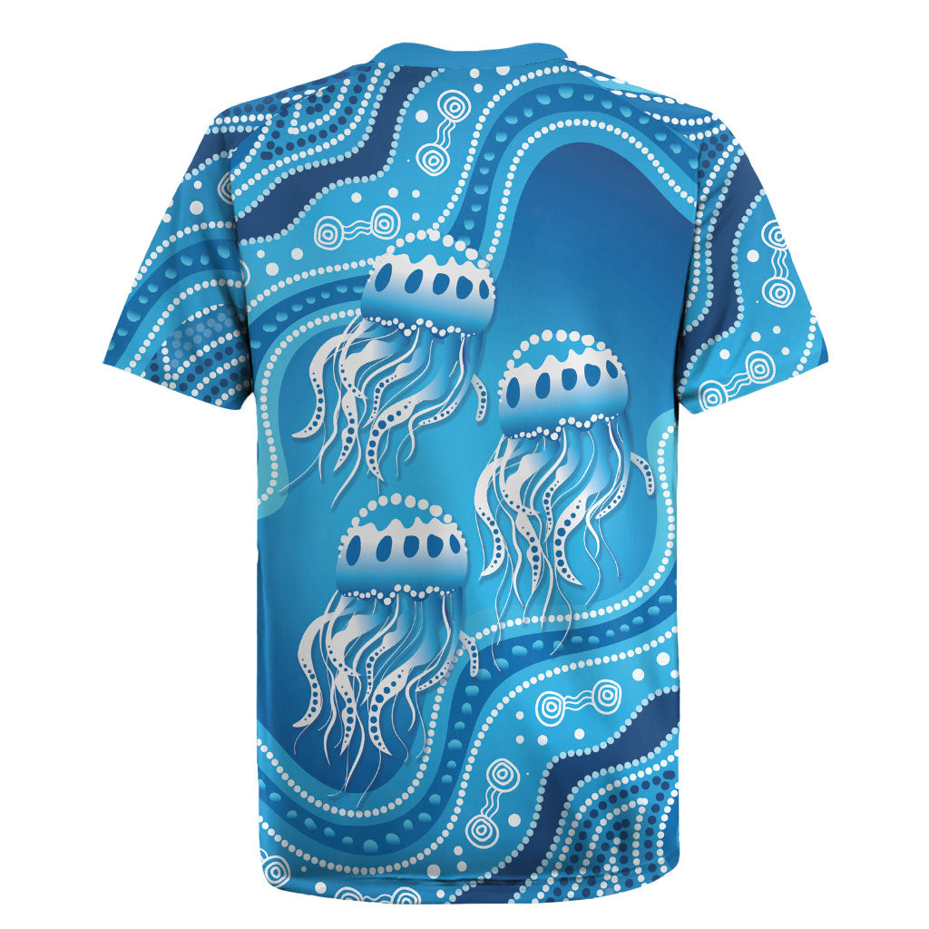 Aboriginal Ocean Jellyfish Rugby Jersey Dot Art Dreamtime Style
