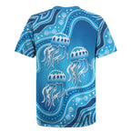 Aboriginal Ocean Jellyfish Rugby Jersey Dot Art Dreamtime Style