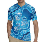 Aboriginal Ocean Jellyfish Rugby Jersey Dot Art Dreamtime Style