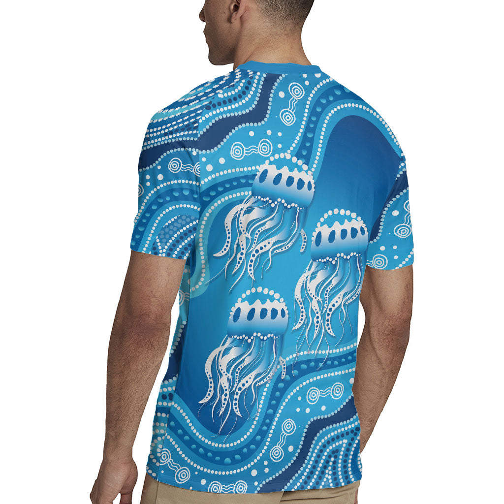 Aboriginal Ocean Jellyfish Rugby Jersey Dot Art Dreamtime Style