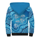 Aboriginal Ocean Jellyfish Sherpa Hoodie Dot Art Dreamtime Style