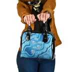 Aboriginal Ocean Jellyfish Shoulder Handbag Dot Art Dreamtime Style