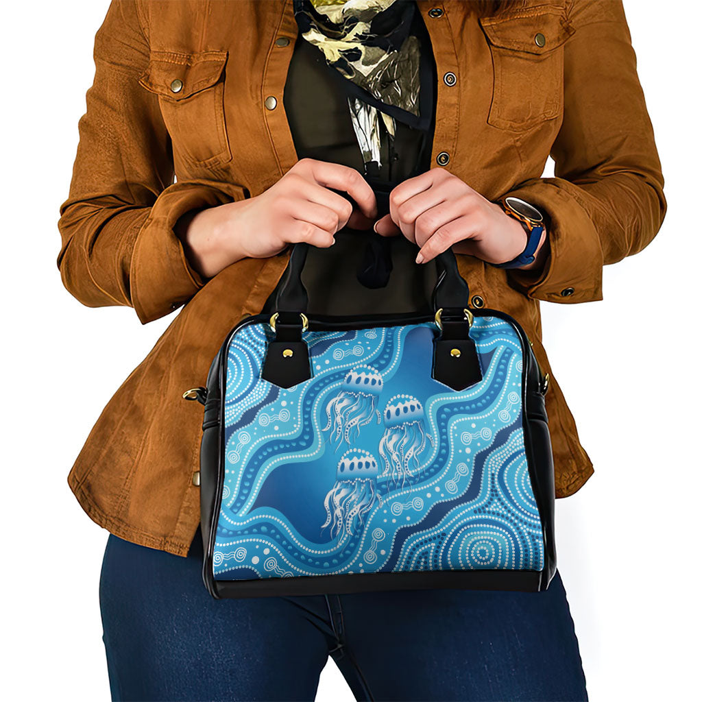 Aboriginal Ocean Jellyfish Shoulder Handbag Dot Art Dreamtime Style