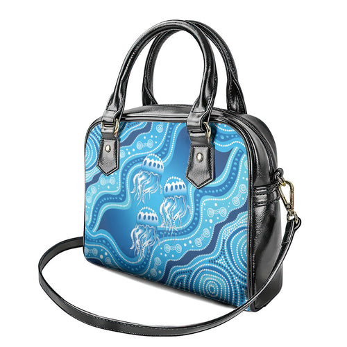 Aboriginal Ocean Jellyfish Shoulder Handbag Dot Art Dreamtime Style