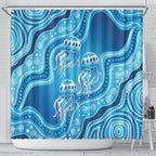 Aboriginal Ocean Jellyfish Shower Curtain Dot Art Dreamtime Style