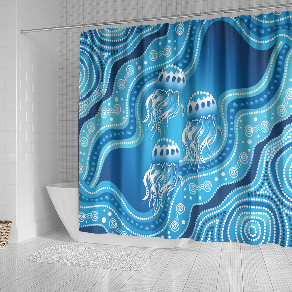 Aboriginal Ocean Jellyfish Shower Curtain Dot Art Dreamtime Style