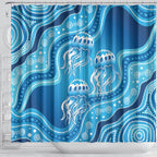 Aboriginal Ocean Jellyfish Shower Curtain Dot Art Dreamtime Style