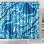 Aboriginal Ocean Jellyfish Shower Curtain Dot Art Dreamtime Style
