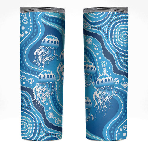 Aboriginal Ocean Jellyfish Skinny Tumbler Dot Art Dreamtime Style