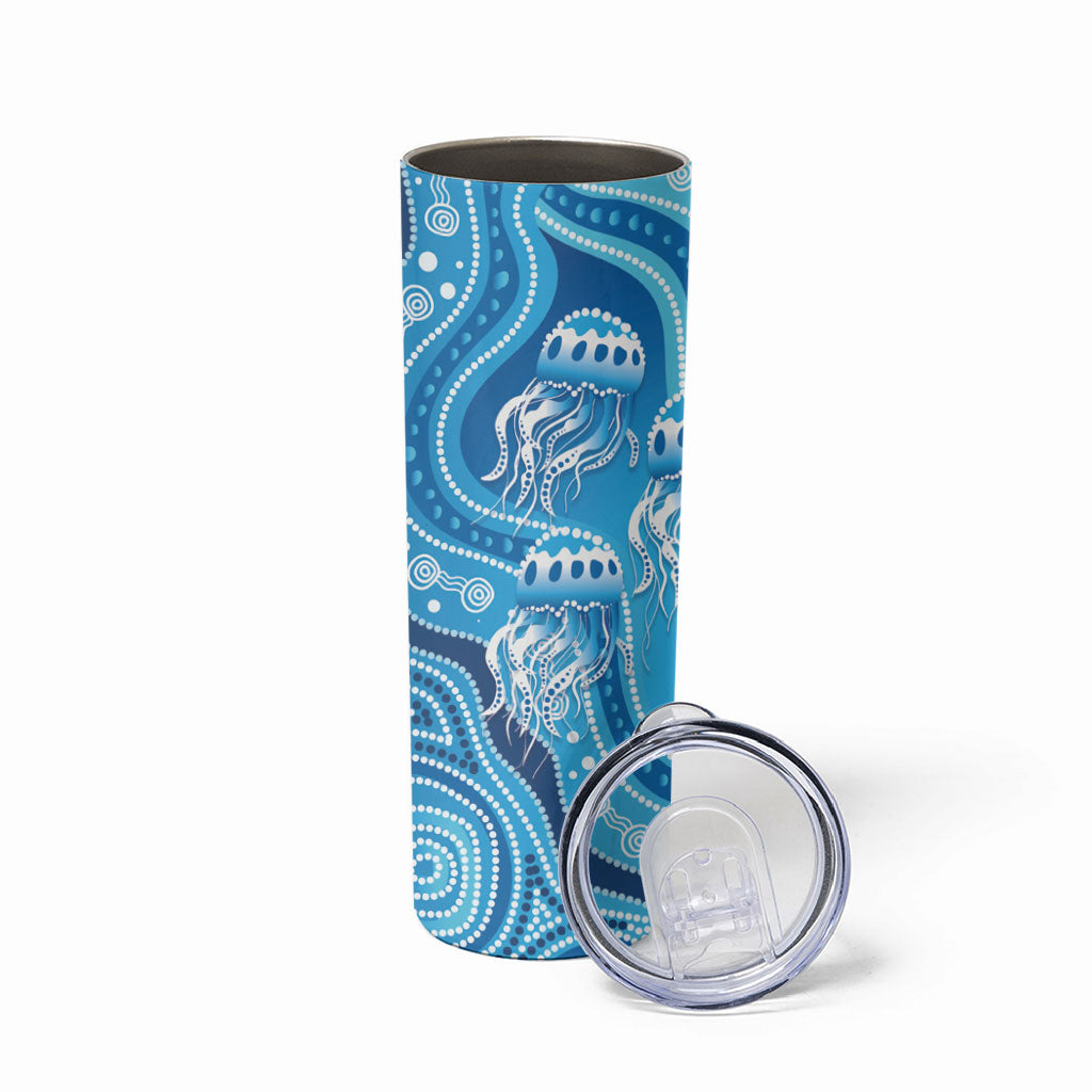 Aboriginal Ocean Jellyfish Skinny Tumbler Dot Art Dreamtime Style