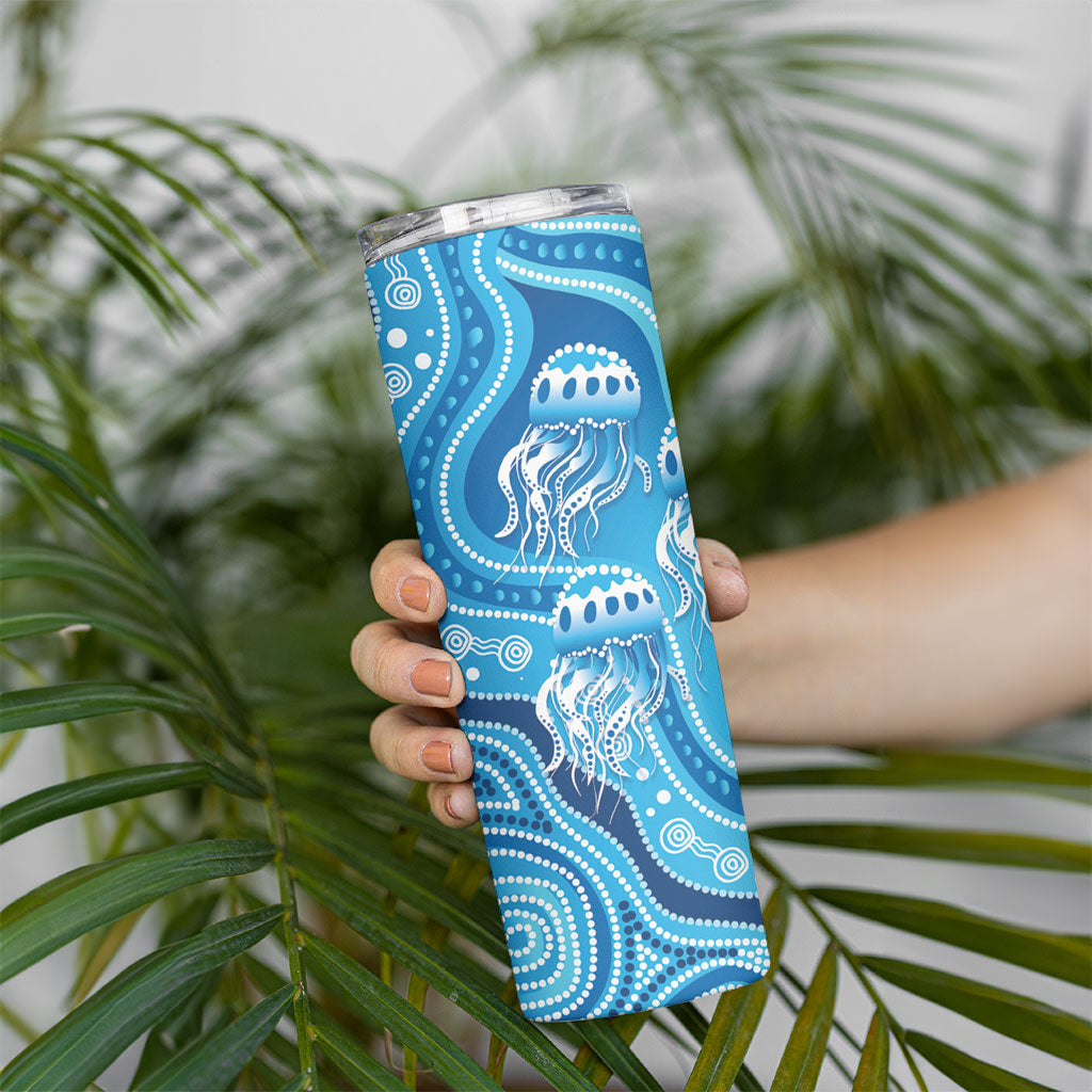 Aboriginal Ocean Jellyfish Skinny Tumbler Dot Art Dreamtime Style