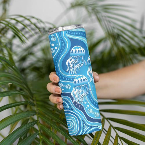 Aboriginal Ocean Jellyfish Skinny Tumbler Dot Art Dreamtime Style