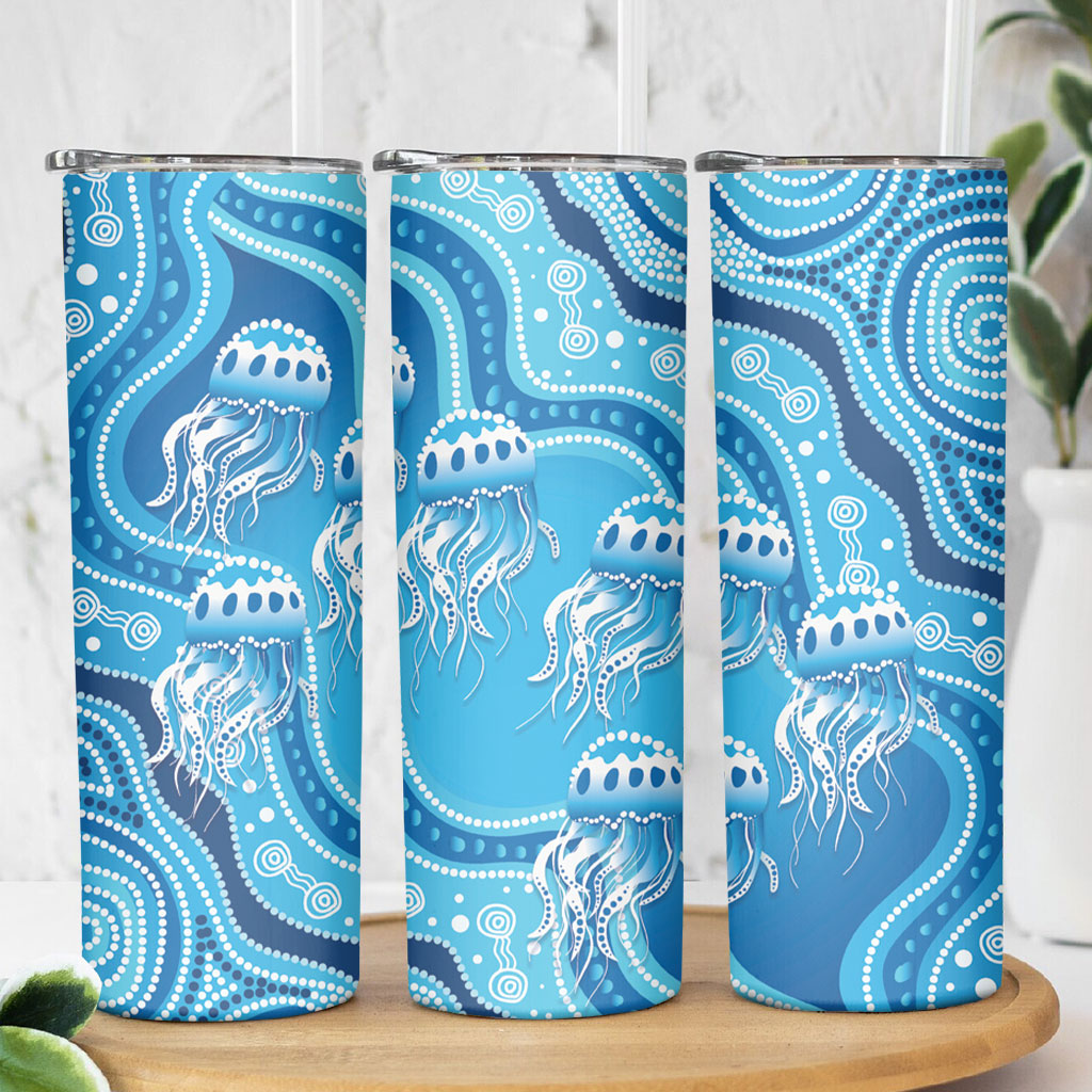 Aboriginal Ocean Jellyfish Skinny Tumbler Dot Art Dreamtime Style