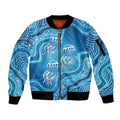 Aboriginal Ocean Jellyfish Sleeve Zip Bomber Jacket Dot Art Dreamtime Style
