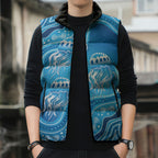Aboriginal Ocean Jellyfish Sleeveless Puffer Jacket Dot Art Dreamtime Style