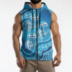 Aboriginal Ocean Jellyfish Sleeveless Zip Hoodie Dot Art Dreamtime Style