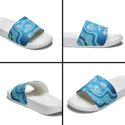 Aboriginal Ocean Jellyfish Slide Sandals Dot Art Dreamtime Style