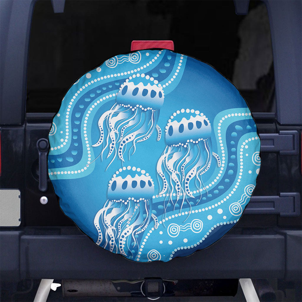 Aboriginal Ocean Jellyfish Spare Tire Cover Dot Art Dreamtime Style