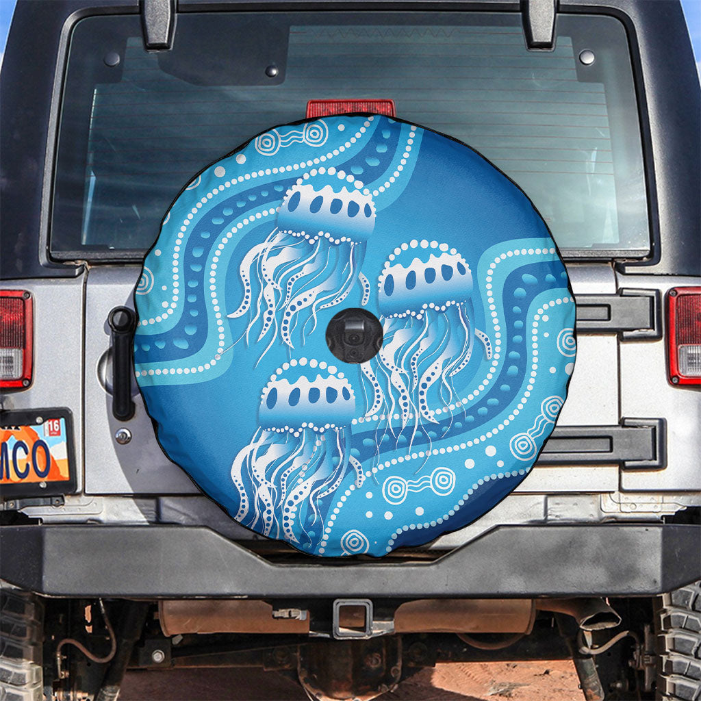 Aboriginal Ocean Jellyfish Spare Tire Cover Dot Art Dreamtime Style