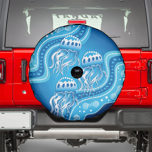 Aboriginal Ocean Jellyfish Spare Tire Cover Dot Art Dreamtime Style