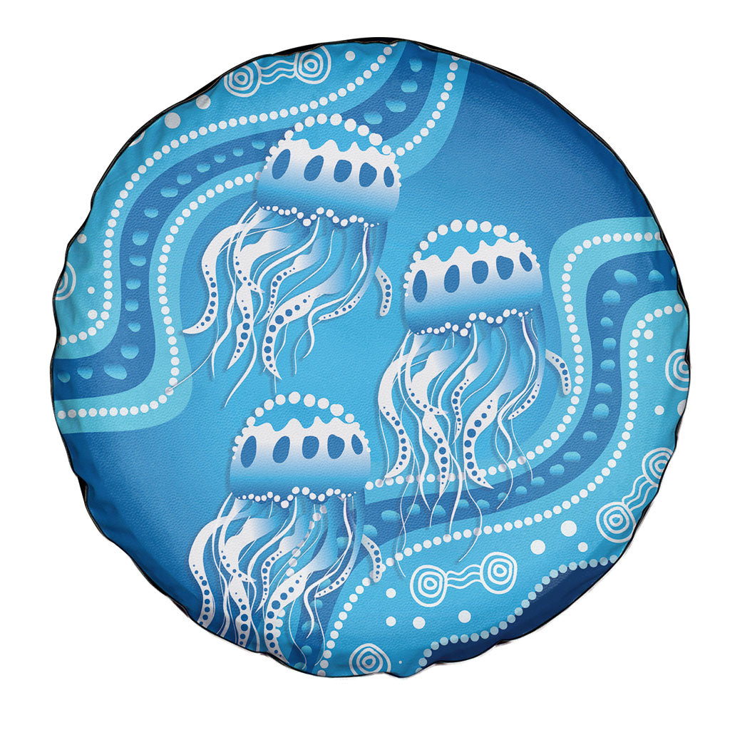 Aboriginal Ocean Jellyfish Spare Tire Cover Dot Art Dreamtime Style