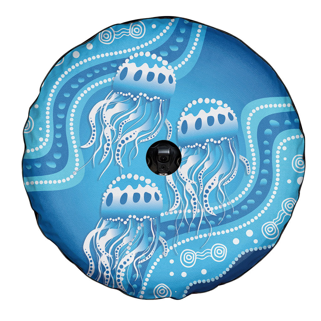 Aboriginal Ocean Jellyfish Spare Tire Cover Dot Art Dreamtime Style