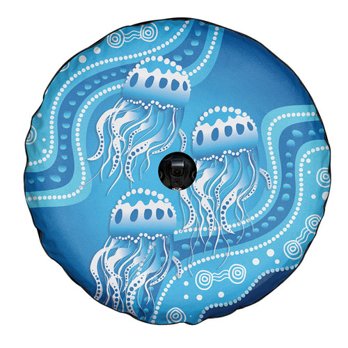 Aboriginal Ocean Jellyfish Spare Tire Cover Dot Art Dreamtime Style