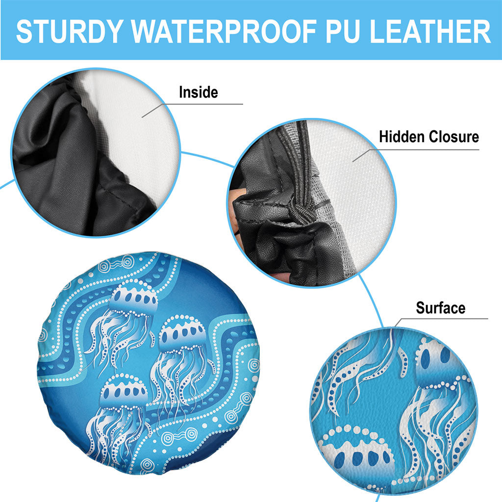 Aboriginal Ocean Jellyfish Spare Tire Cover Dot Art Dreamtime Style