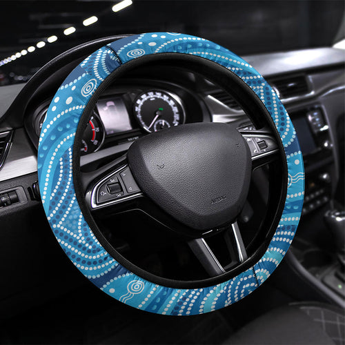 Aboriginal Ocean Jellyfish Steering Wheel Cover Dot Art Dreamtime Style