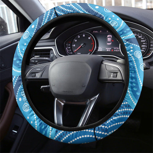 Aboriginal Ocean Jellyfish Steering Wheel Cover Dot Art Dreamtime Style