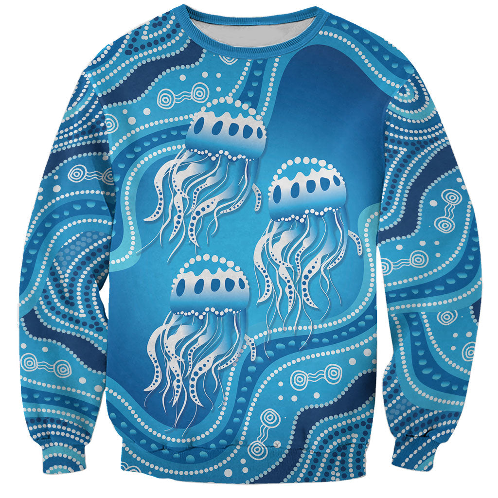 Aboriginal Ocean Jellyfish Sweatshirt Dot Art Dreamtime Style