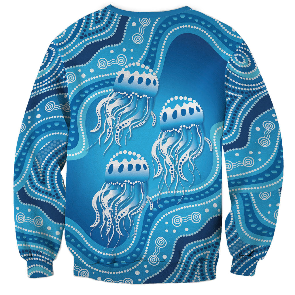 Aboriginal Ocean Jellyfish Sweatshirt Dot Art Dreamtime Style