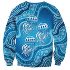 Aboriginal Ocean Jellyfish Sweatshirt Dot Art Dreamtime Style