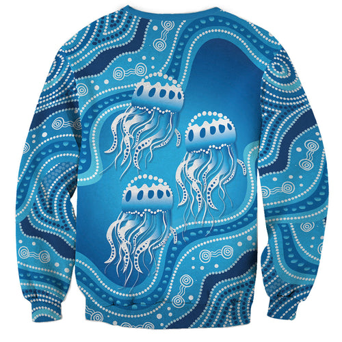 Aboriginal Ocean Jellyfish Sweatshirt Dot Art Dreamtime Style
