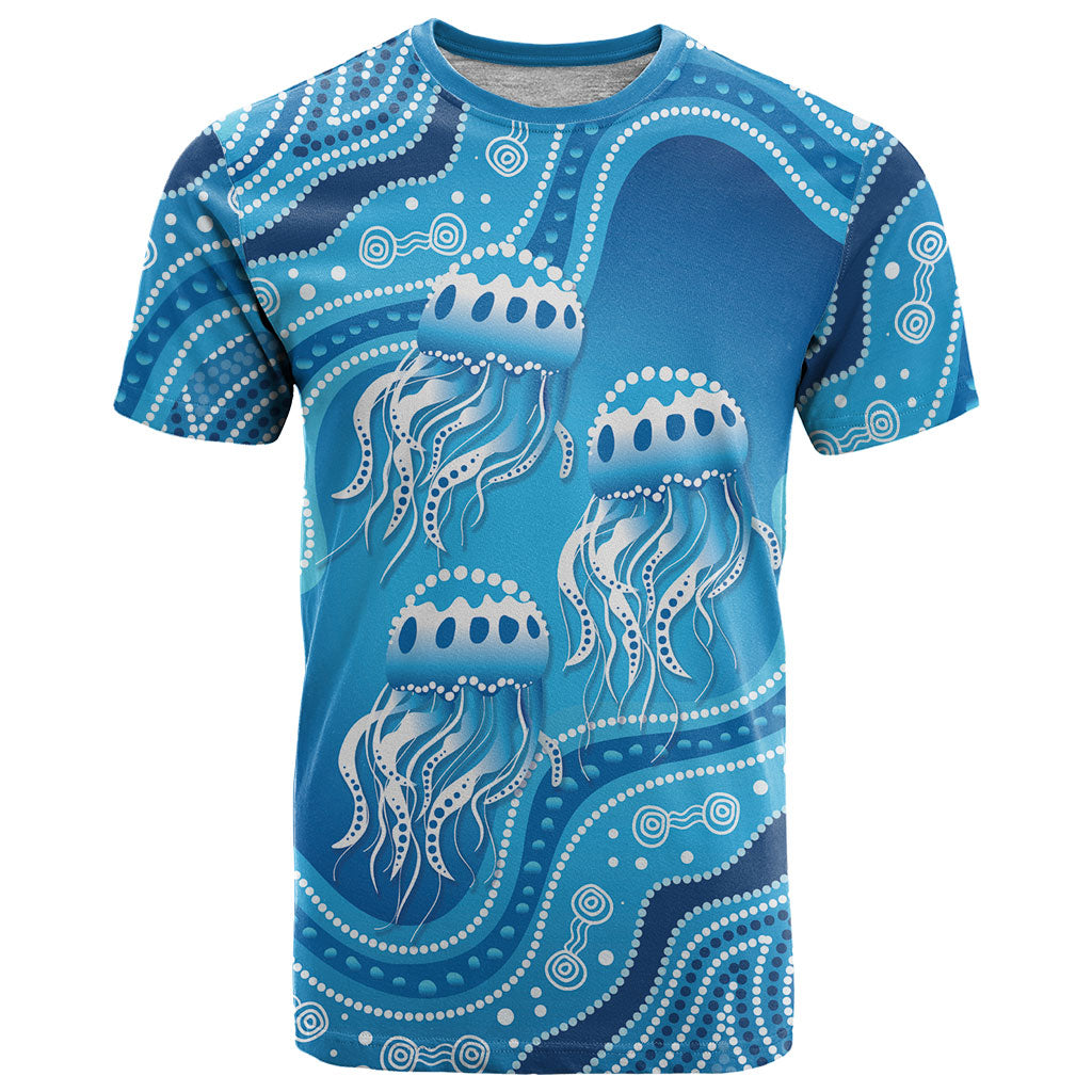 Aboriginal Ocean Jellyfish T Shirt Dot Art Dreamtime Style