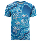 Aboriginal Ocean Jellyfish T Shirt Dot Art Dreamtime Style