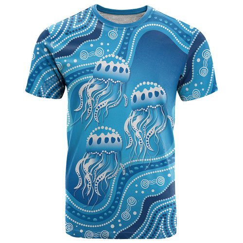 Aboriginal Ocean Jellyfish T Shirt Dot Art Dreamtime Style