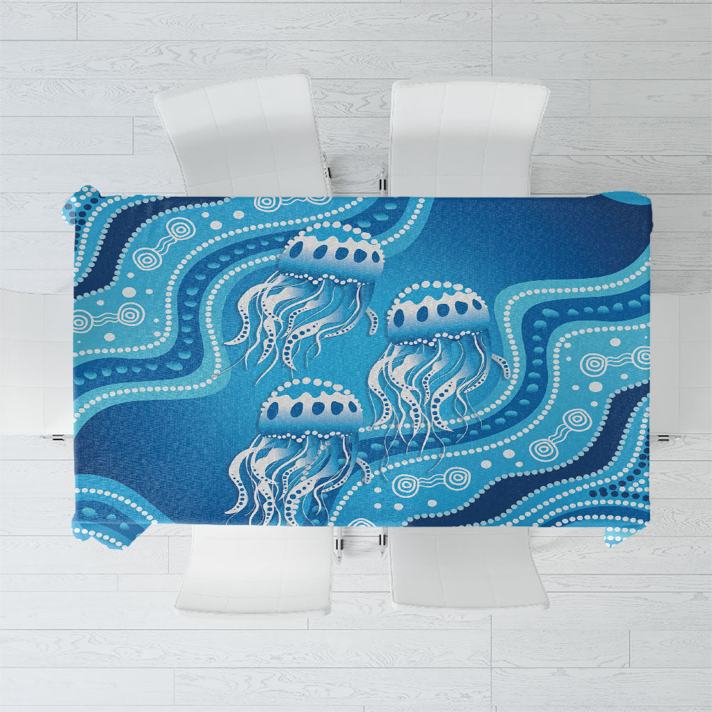 Aboriginal Ocean Jellyfish Tablecloth Dot Art Dreamtime Style
