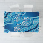 Aboriginal Ocean Jellyfish Tablecloth Dot Art Dreamtime Style