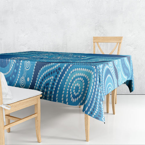 Aboriginal Ocean Jellyfish Tablecloth Dot Art Dreamtime Style