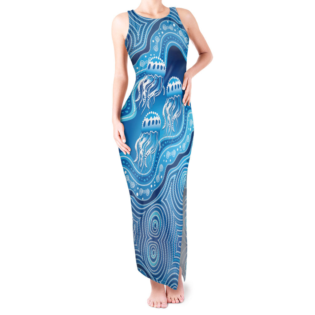 Aboriginal Ocean Jellyfish Tank Maxi Dress Dot Art Dreamtime Style