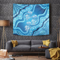 Aboriginal Ocean Jellyfish Tapestry Dot Art Dreamtime Style