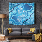 Aboriginal Ocean Jellyfish Tapestry Dot Art Dreamtime Style