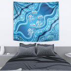 Aboriginal Ocean Jellyfish Tapestry Dot Art Dreamtime Style